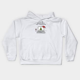 I'll Be Zoom For Christmas - Cute Christmas Wine Illustration (White) Kids Hoodie